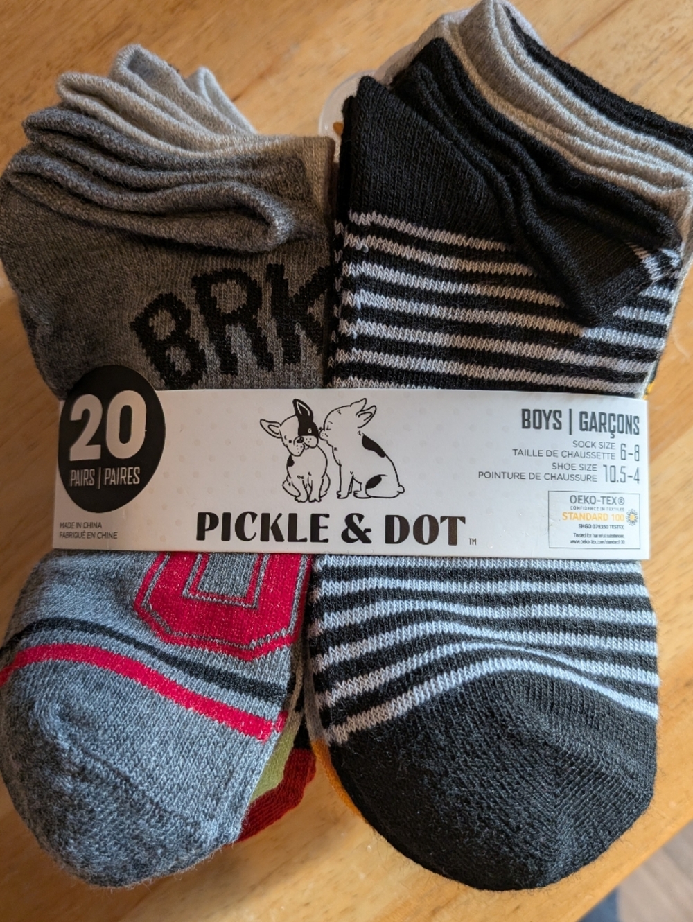 Boys' Gray & Black Casual Sock Pack (20 Pairs)